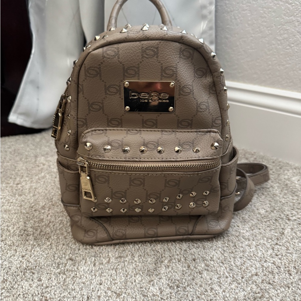 Bebe Brown Studded Mini Backpack